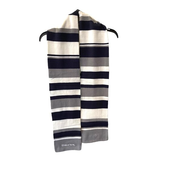 Signal Pukka Knit Scarf Navy Blue White Stripes New NWT One Size - Picture 1 of 11